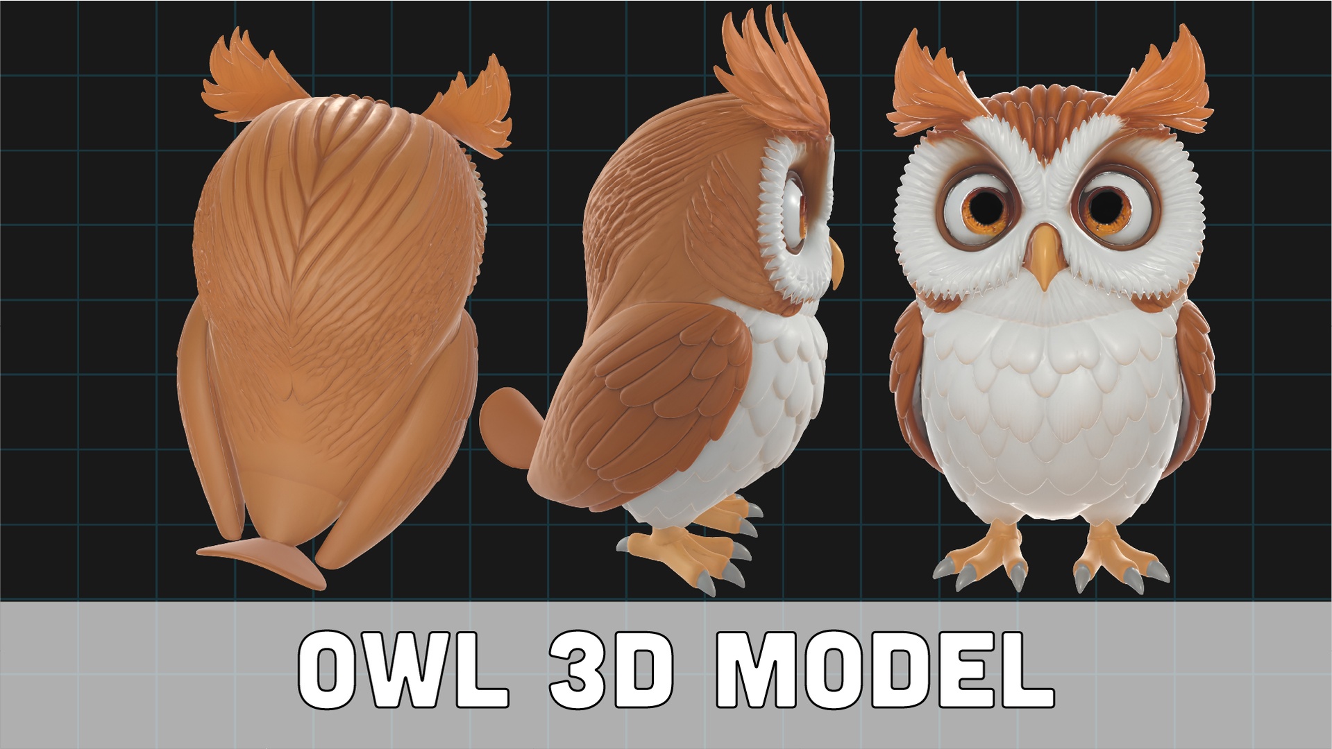 Medium 1 für Eintrag Stylized Owl 3D Model – Cartoon Animal Character