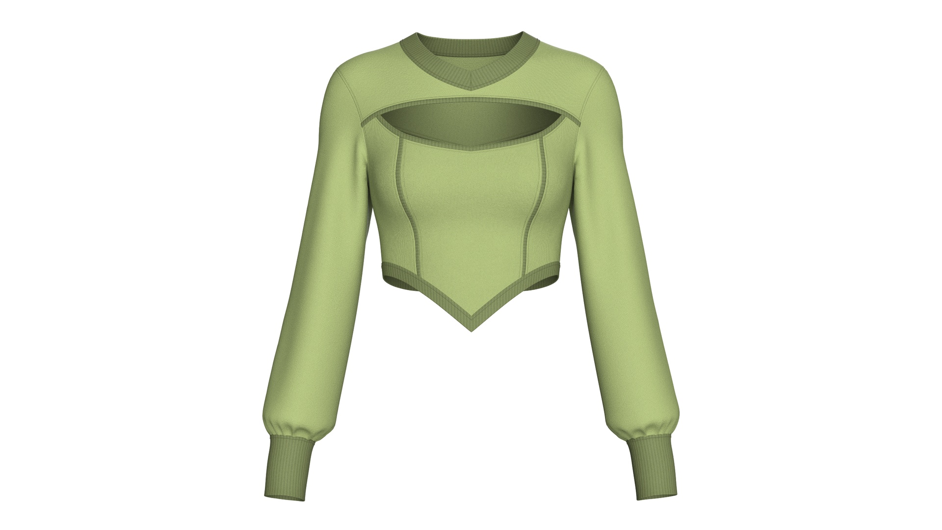 Media 1 for listing Girls Keyhole Cutout Long Sleeve Crop Top V2 | High Poly