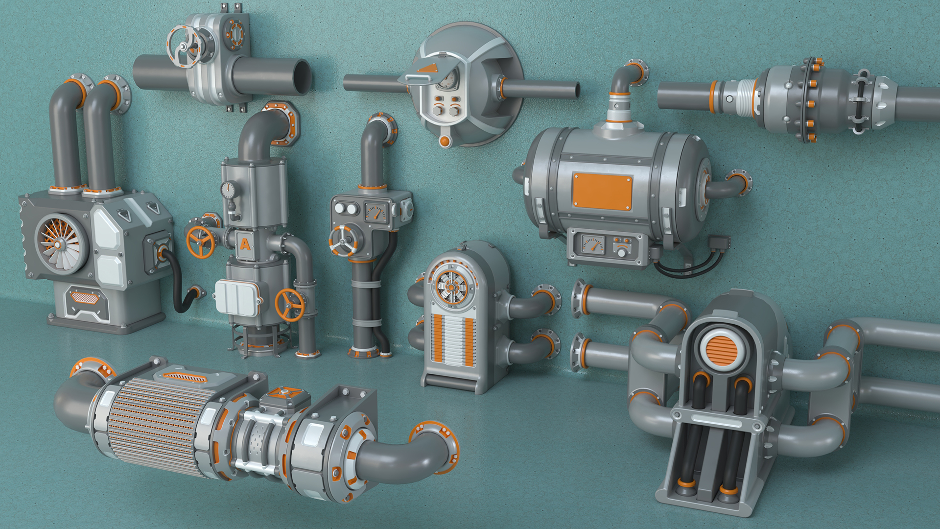 Wall Tube Mechanism Props 2 - 10 pieces | Fab