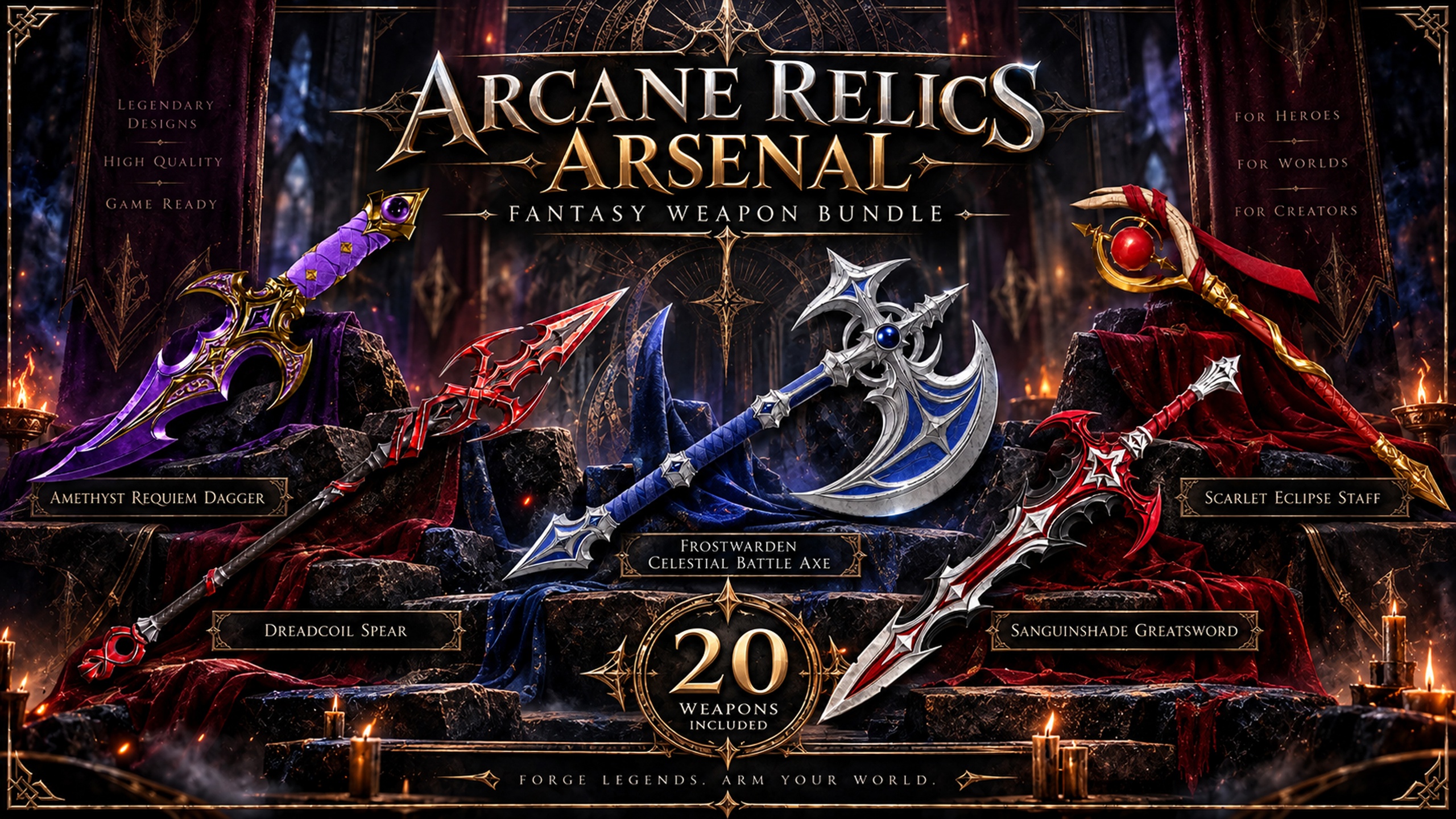 Media 1 for listing Arcane Relics Arsenal | 20 Fantasy Weapons