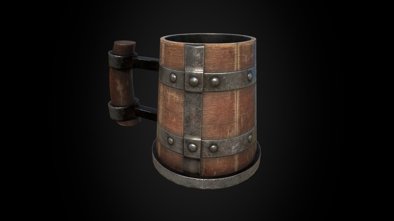 Media 1 for listing Medieval Wooden Beer Mug - Game Ready 3D Model Low-poly 3D model