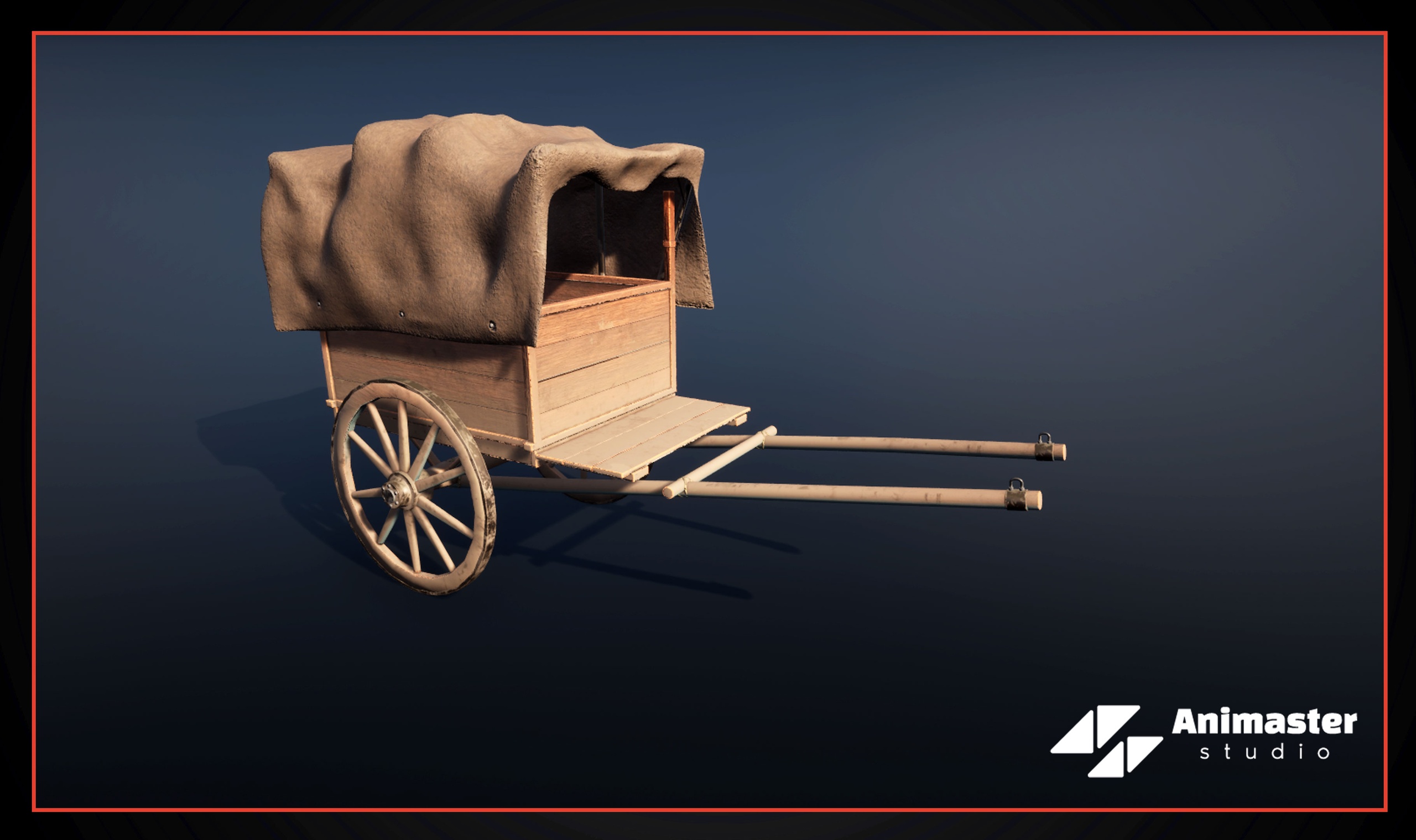 Media 1 for listing Medieval Open Horse Cart – Rigged & Animated with Broken Variant