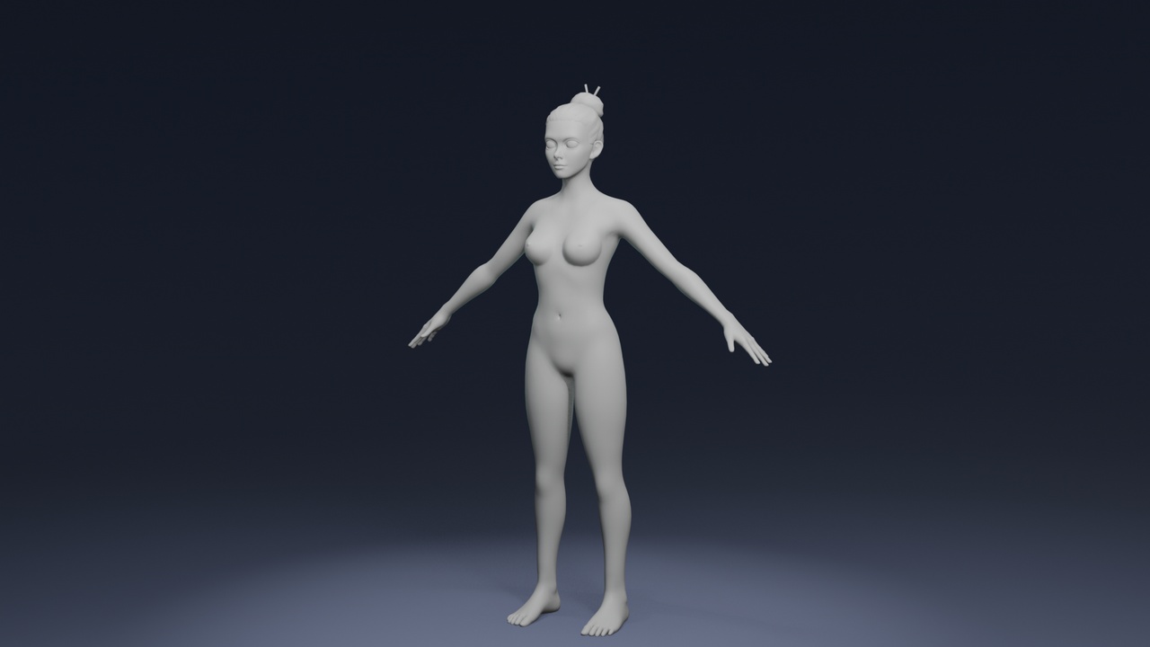 商品 Stylized Female Body Base Mesh 3D Model – Rigged with IK/FK Switch 的媒体 1