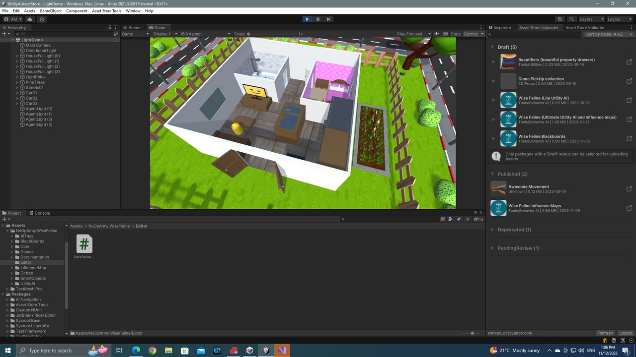 Media 1 for listing Wise Feline (Ultimate Utility AI, smart objects and influence maps for Unity)