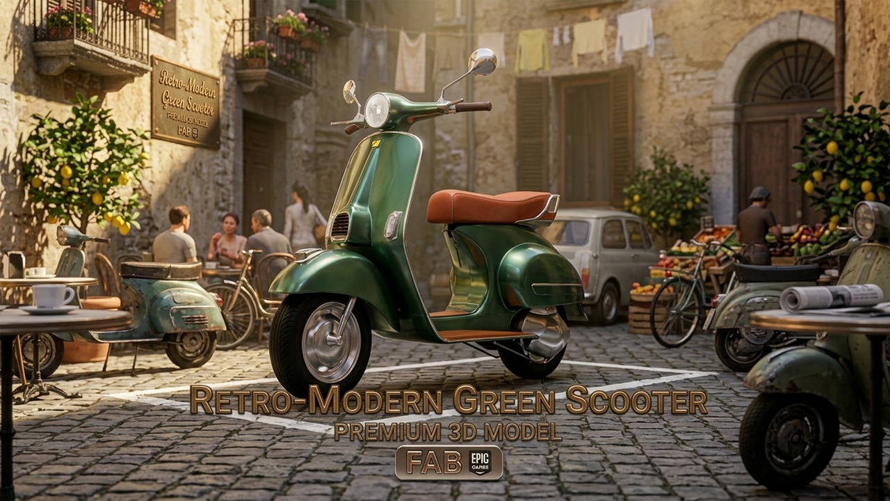 Media 1 for listing Retro-Modern Green Scooter 3D Model