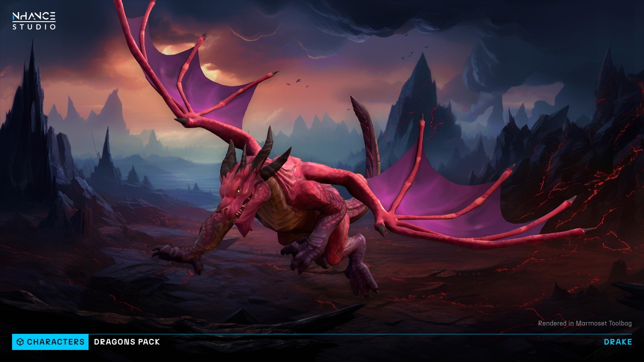 Media 1 for listing Stylized Fantasy Dragons Pack