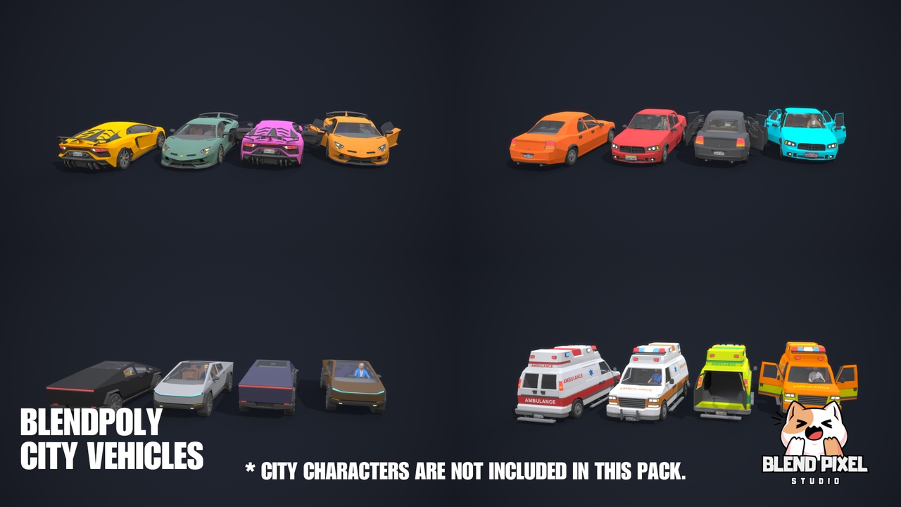 Media 1 for listing BlendPoly City Vehicles - Low Poly Assets