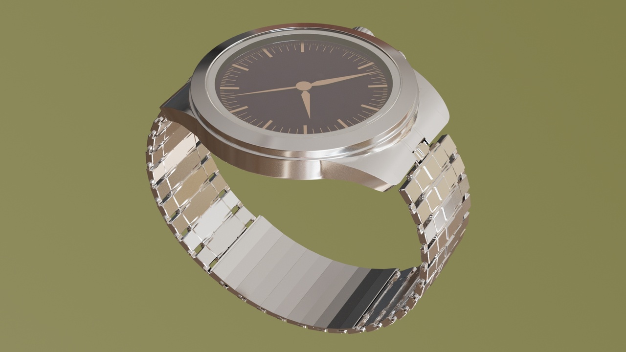 Media 1 for listing Realistic Stainless Steel Wristwatch 3D Model | High-Detail Analog Watch with Me