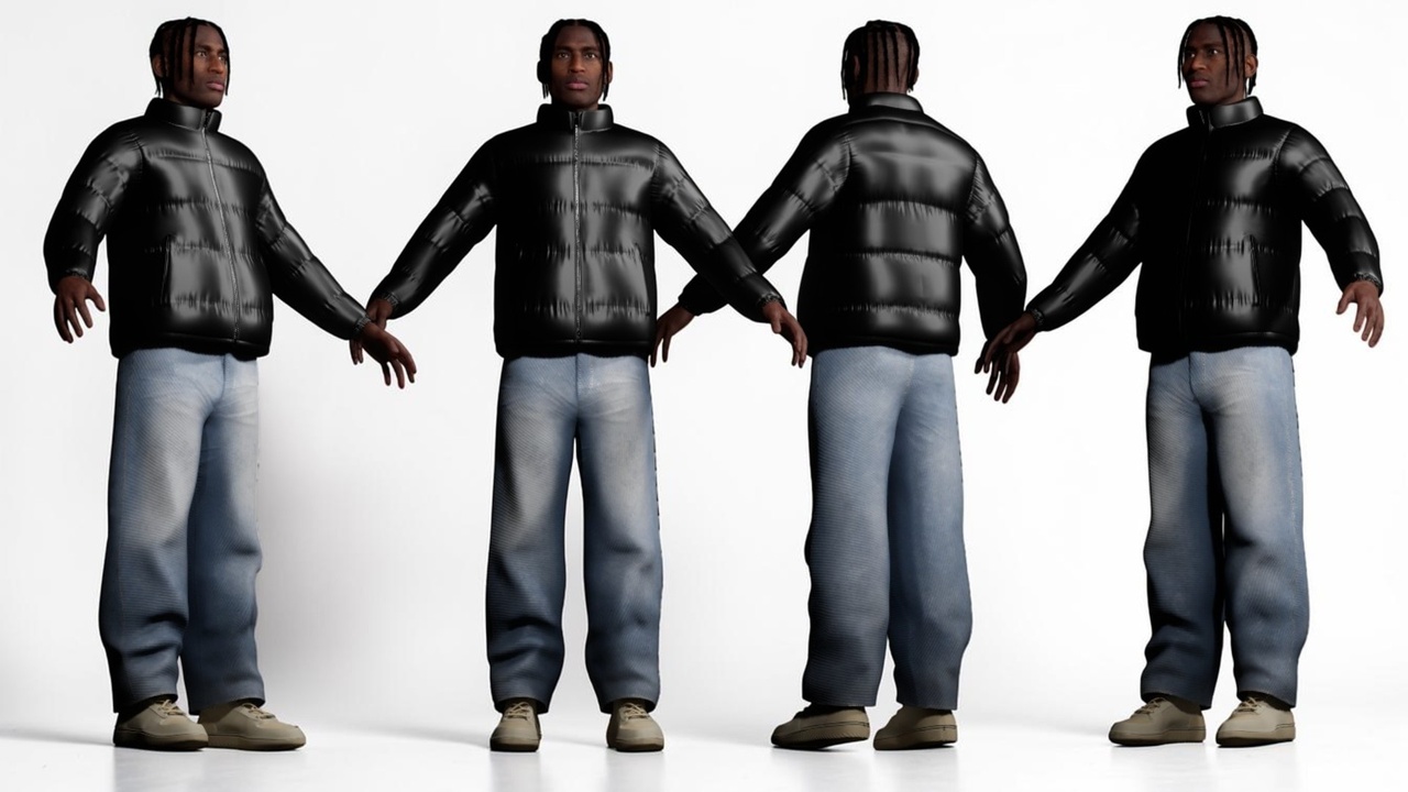 Media 1 for listing Winter Outfit v1- Puffer Jacket, Baggy Jeans & Sneakers - Metahuman Compatible