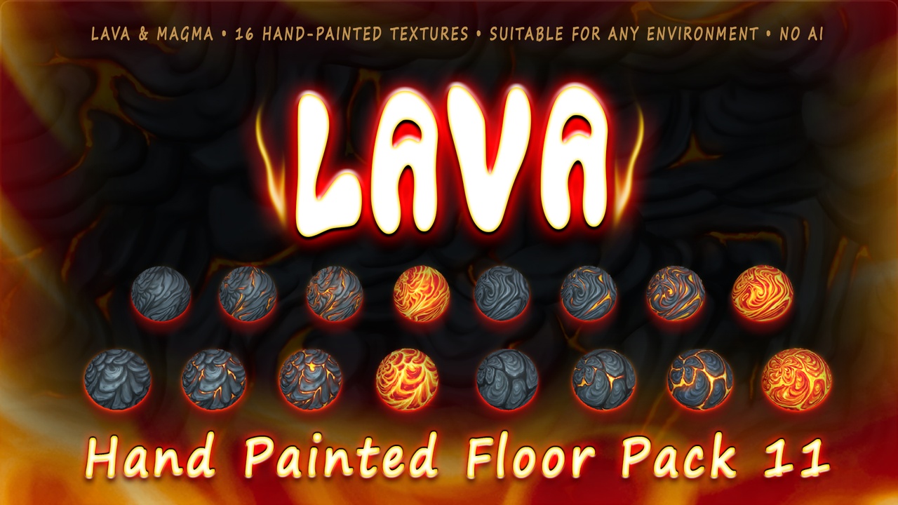 Media 1 for listing Hand Painted Floor Pack 11: Lava