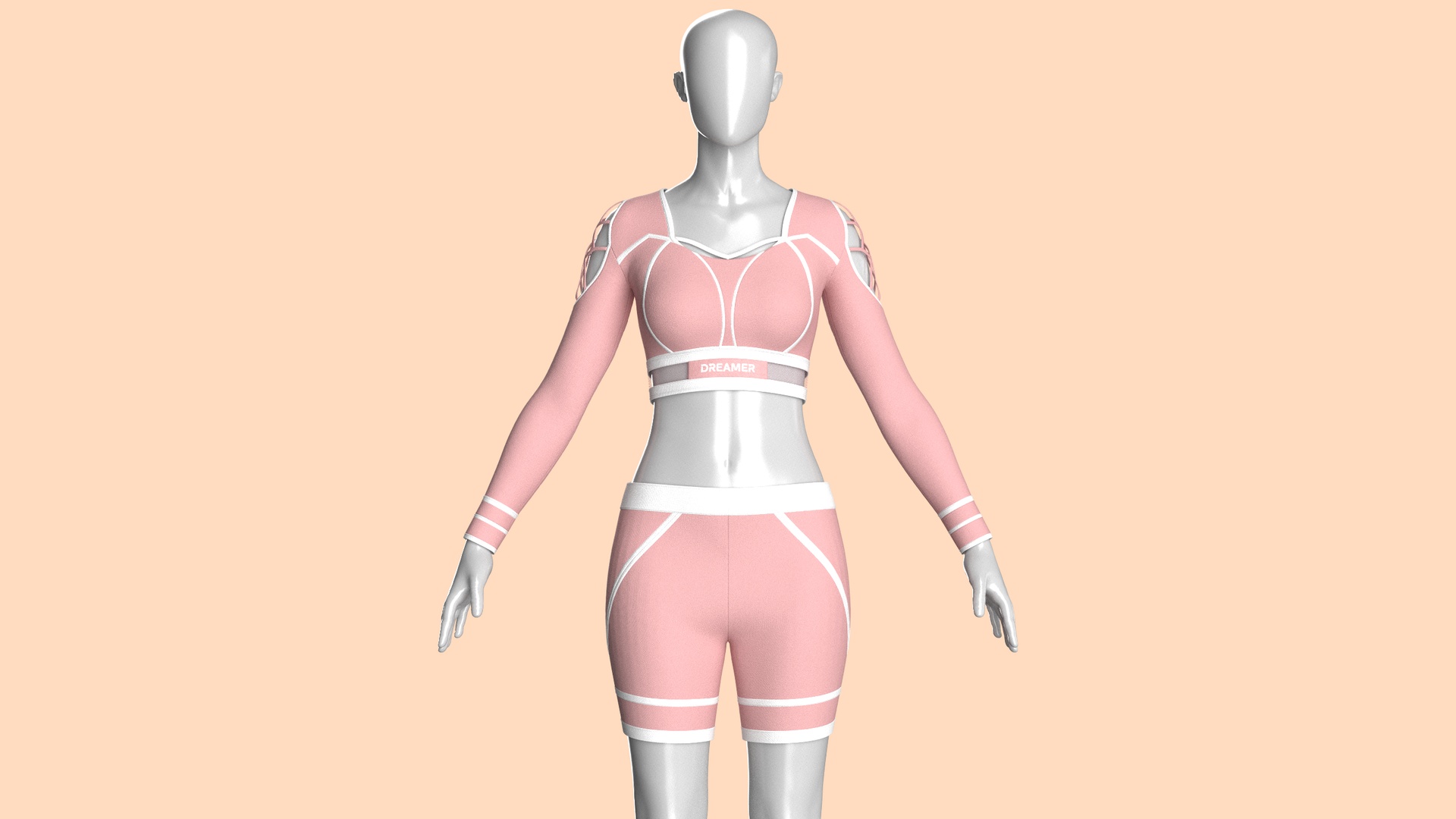 Media 1 for listing Girls Long Sleeve Crop Top With Biker Shorts - Outfit | High Poly