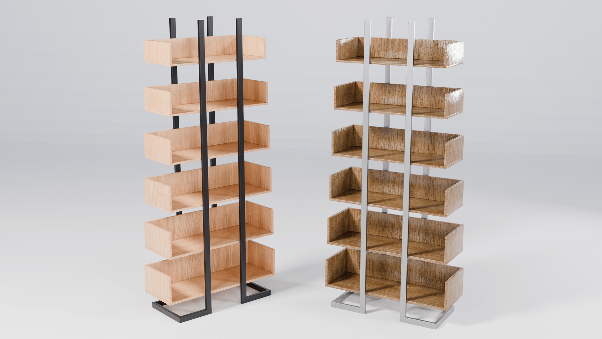 Media 1 for listing Modern Industrial Wooden Bookshelf with Metal Frame 3D model
