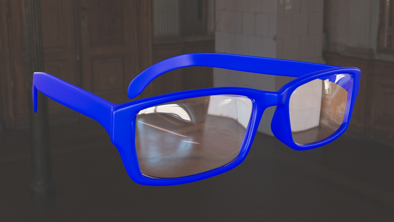 Media 1 for listing Modern Blue Frame Glasses 3D Model | Game & Animation Ready Eyewear