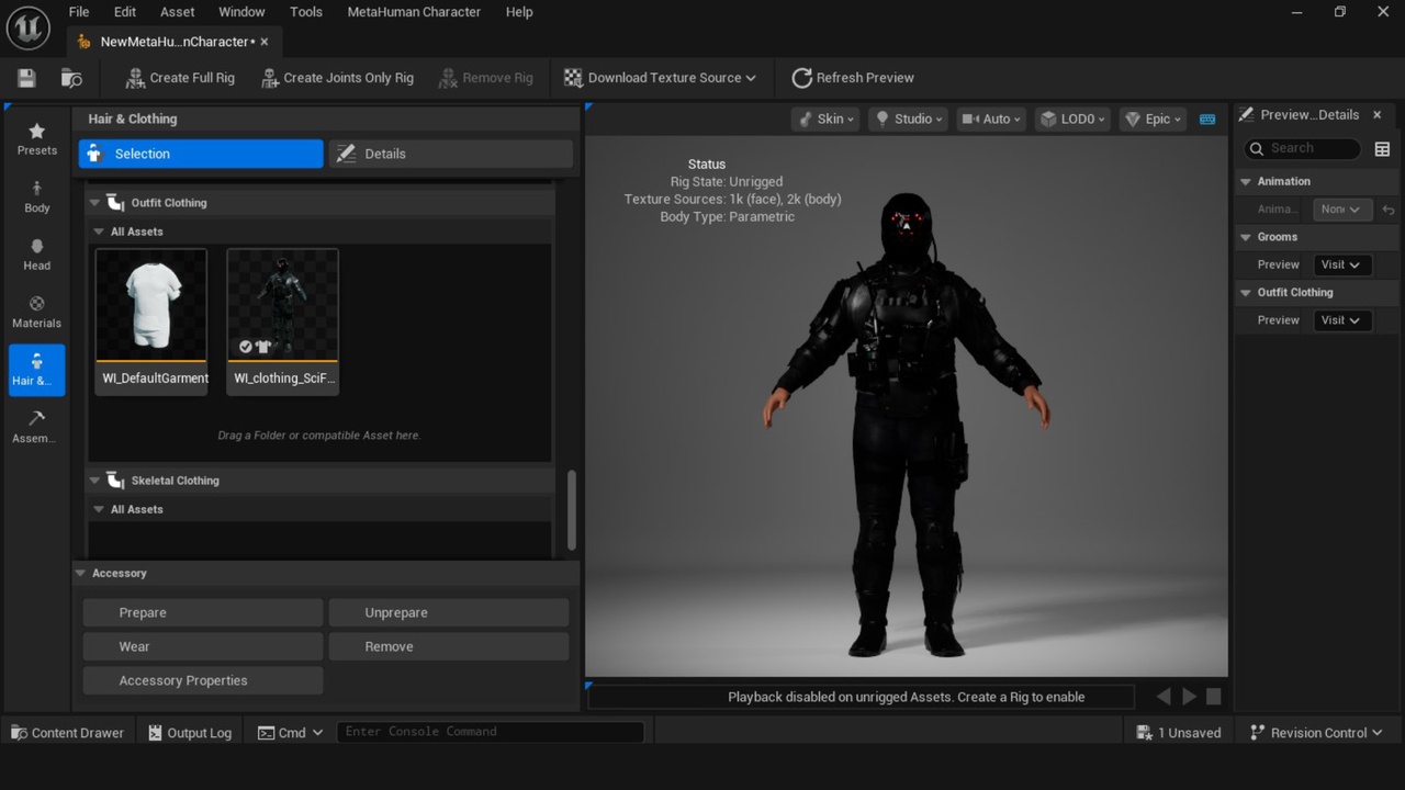 Media 1 for listing Metahuman Sci-Fi Soldier Outfit