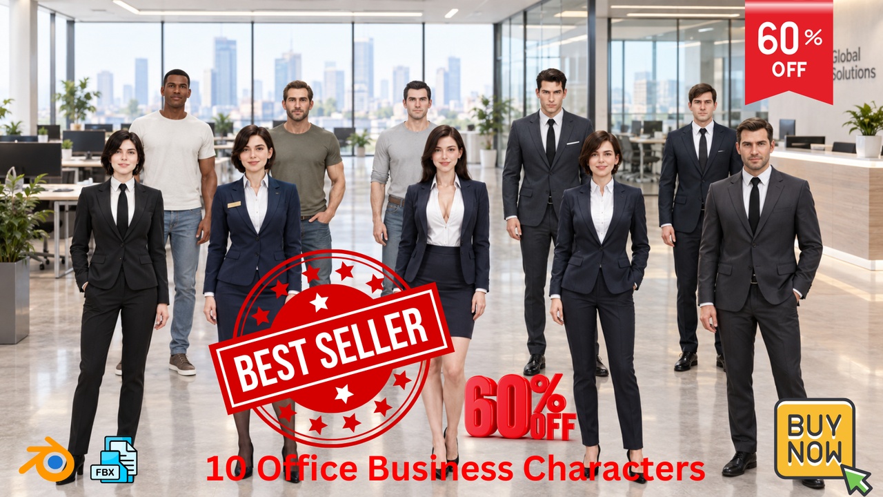 Media 1 for listing NPC Pack 10 Rigged Office Business Characters Game Ready