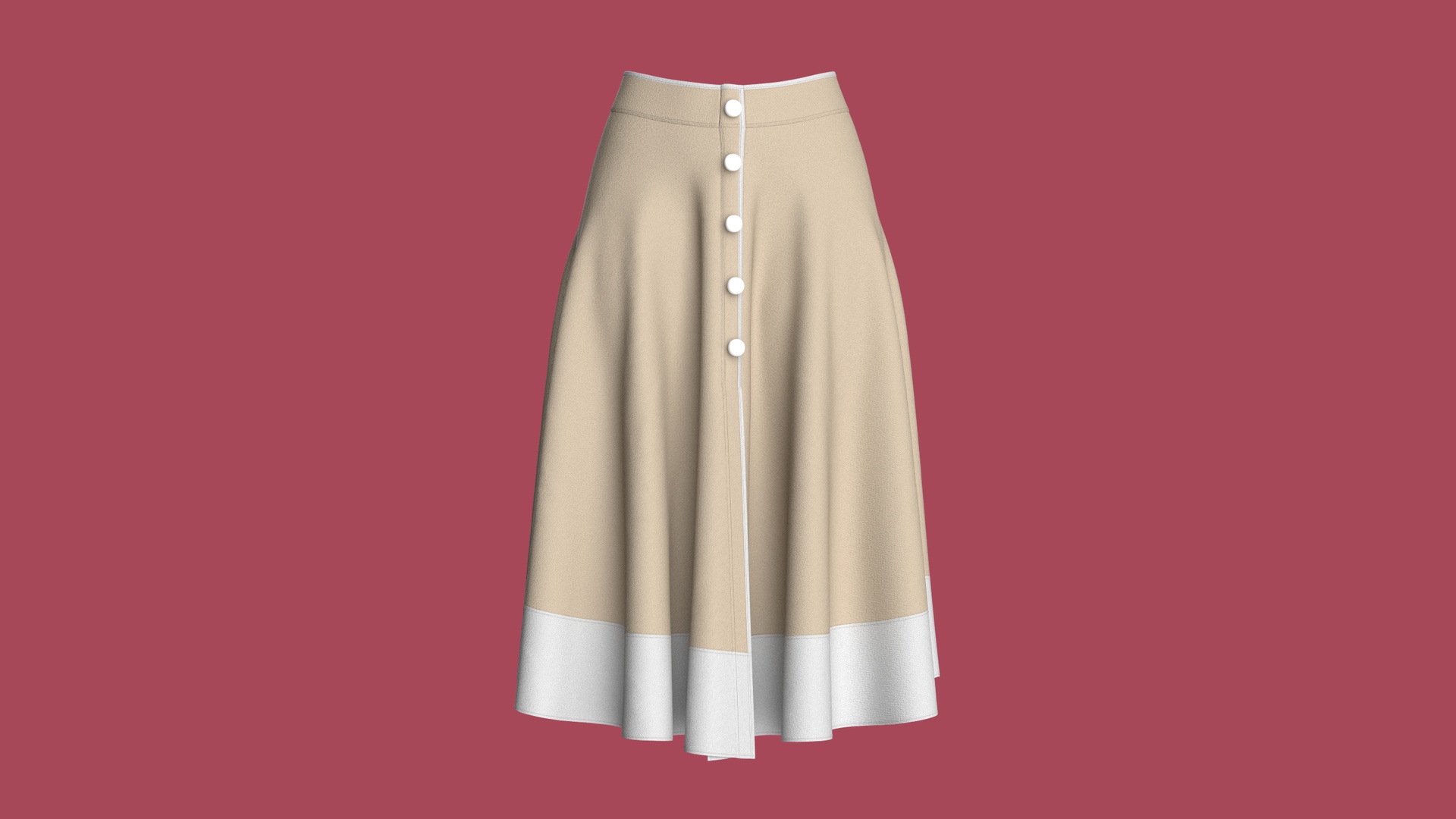 Media 1 for listing Girls Button Up A-Line Midi Skirt | High Poly