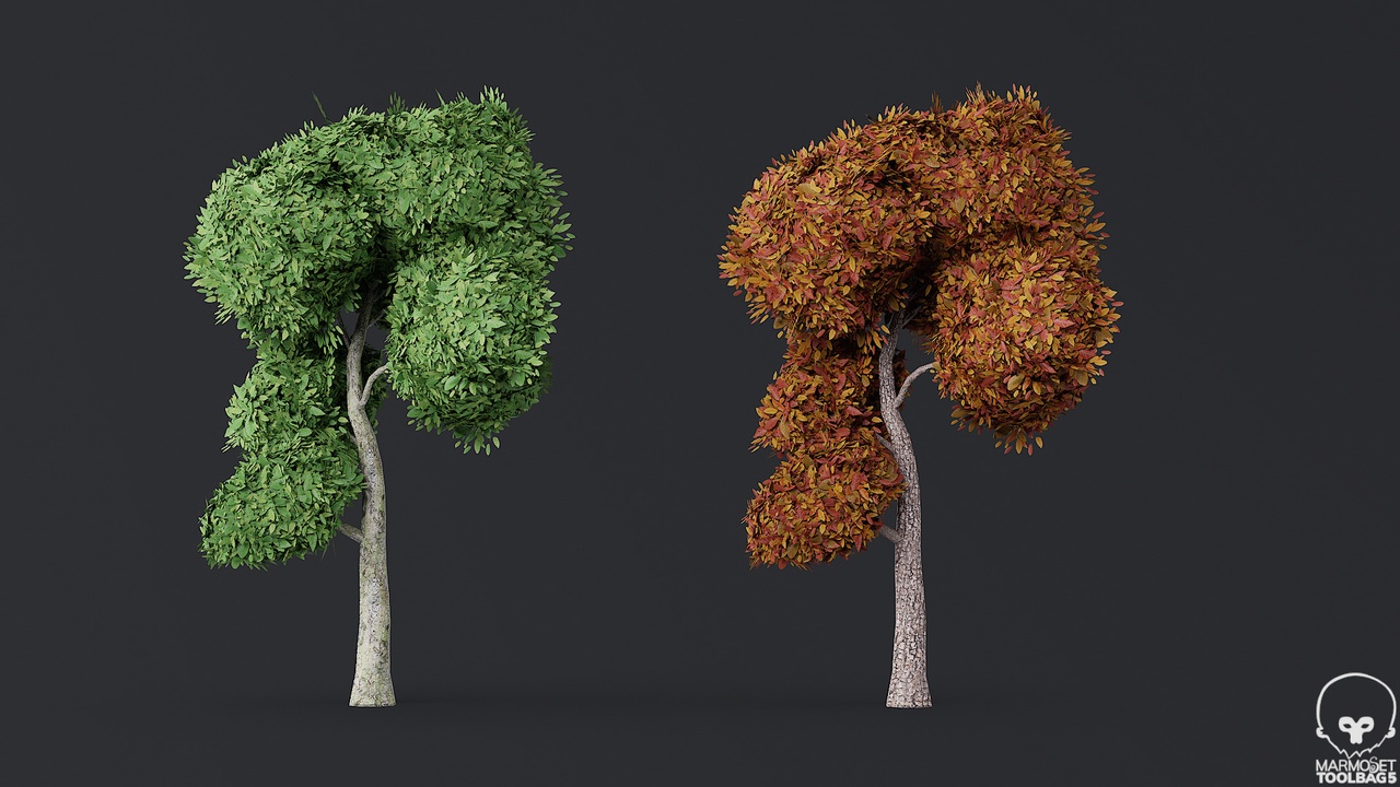 Multimedia 1 para anuncio Trees Low Poly Green Orange 9 pcs Low-poly 3D model