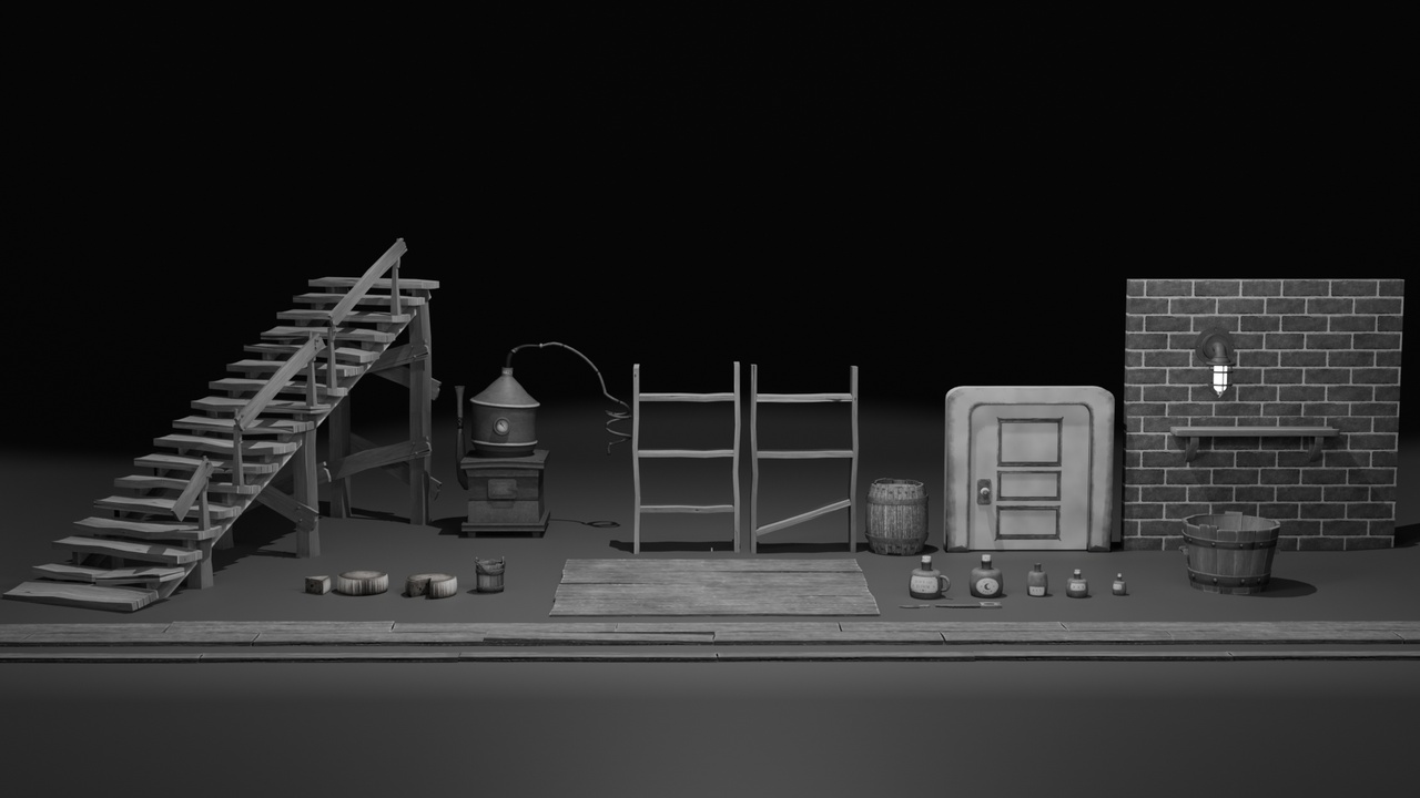Media 1 for listing 1930s Noir Stylized Interior Set – Environment Asset Pack Two    🎬