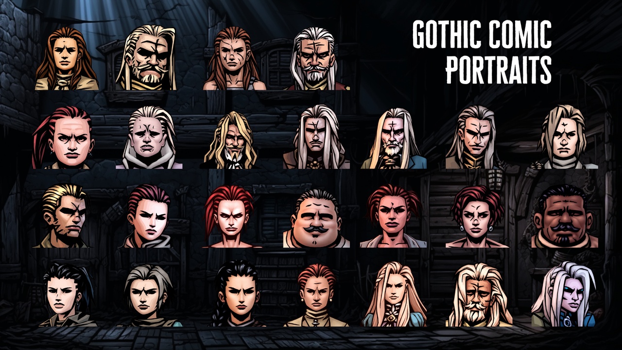 Media 1 for listing Gothic Comic-Style NPC Portraits - 197 Transparent Background Portraits