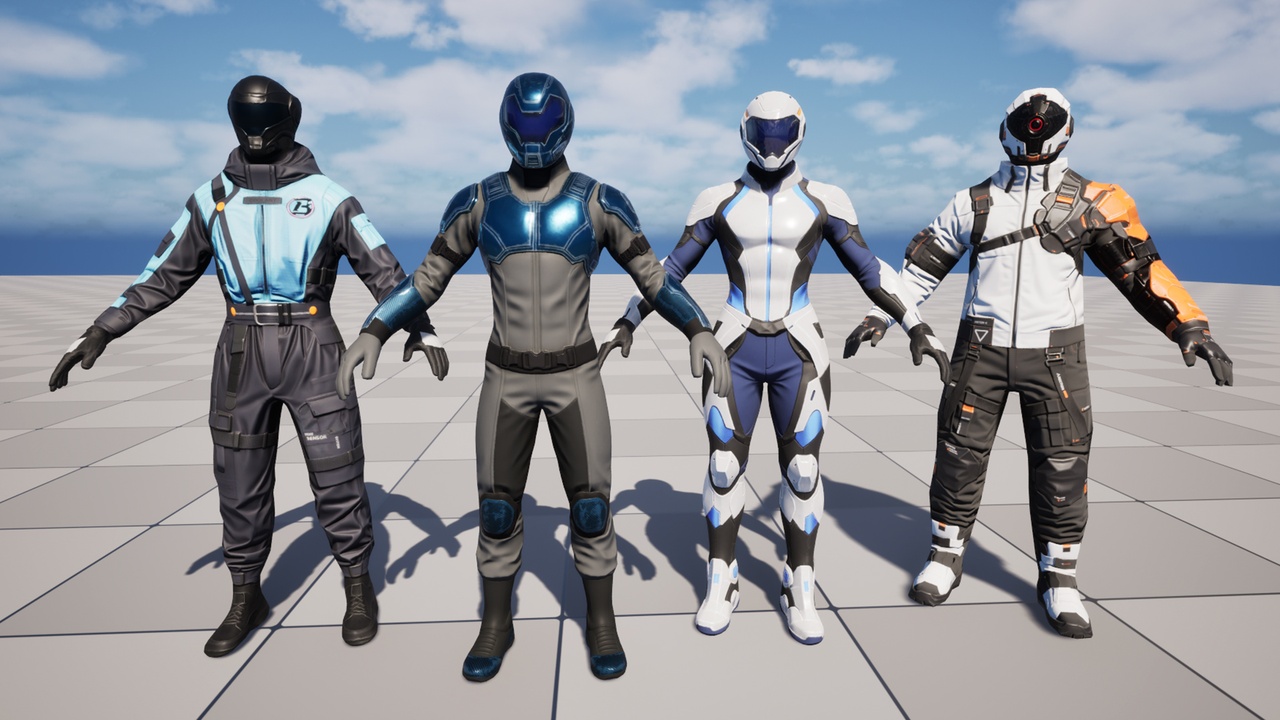 Media 1 for listing Sci-Fi Armored Character Pack 1-3 | UE5 Mannequin Rig | FBX