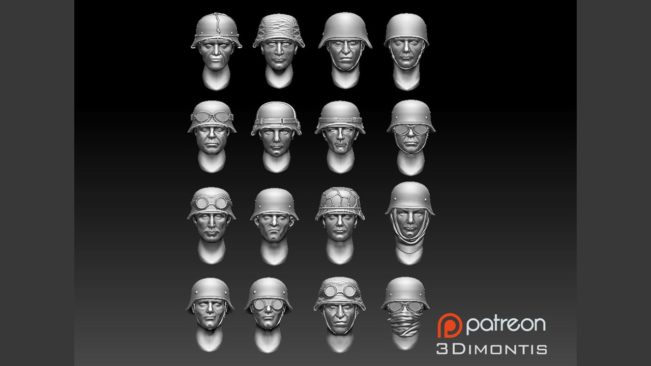 Media 1 for listing German Soldiers Heads and Helmets WW2