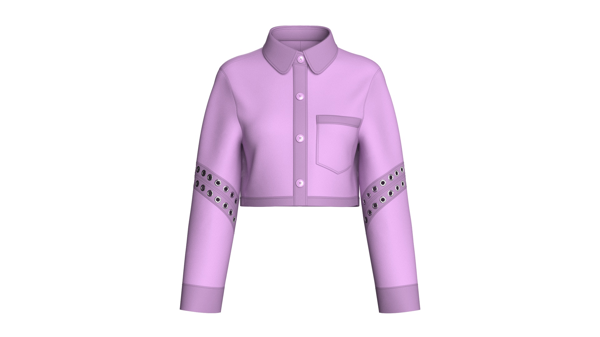 Media 1 for listing Girls Eyelet Sleeve Crop Button - Up Shirt | High Poly