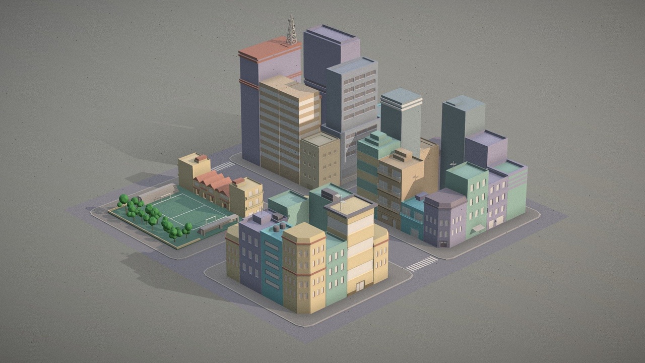 Media 1 for listing Lowpoly pack of 4 city blocks