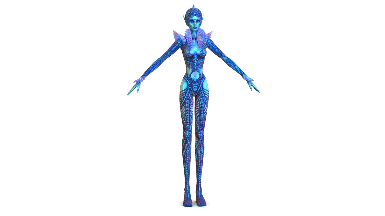 Media 1 for listing Blue Alien Female Water Race Slim UFO Lowpoly