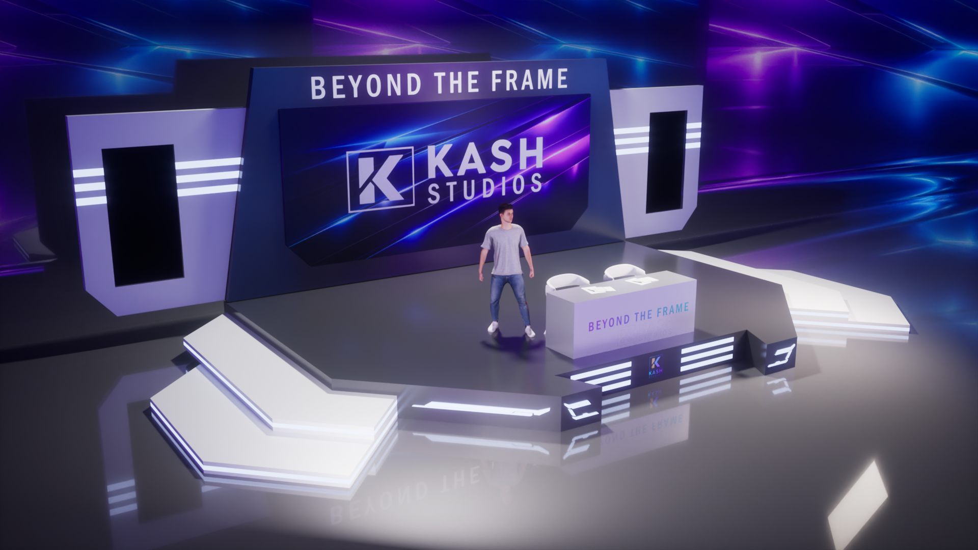 Mid-Size Event Stage Platform with Backdrop – Presentation Setup | Fab