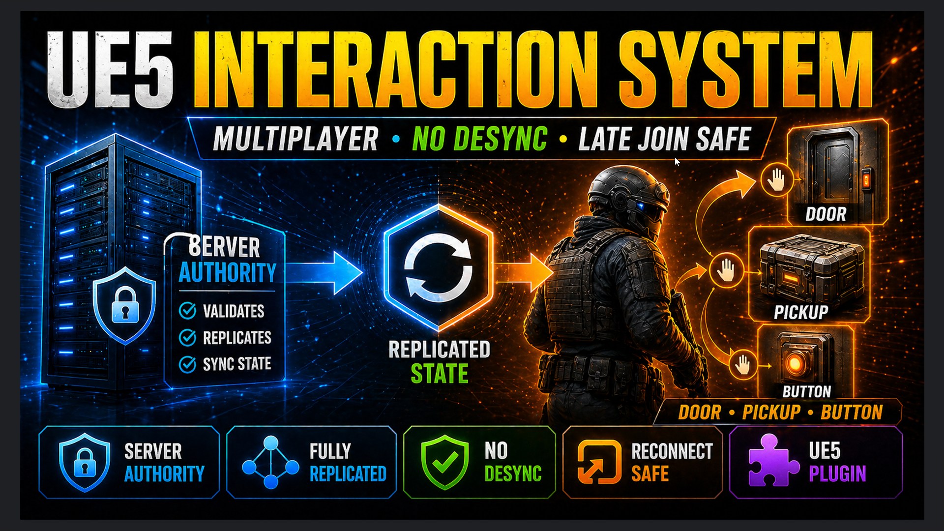 UE5 Interaction System for Multiplayer (Replicated, No Desync) | Fab