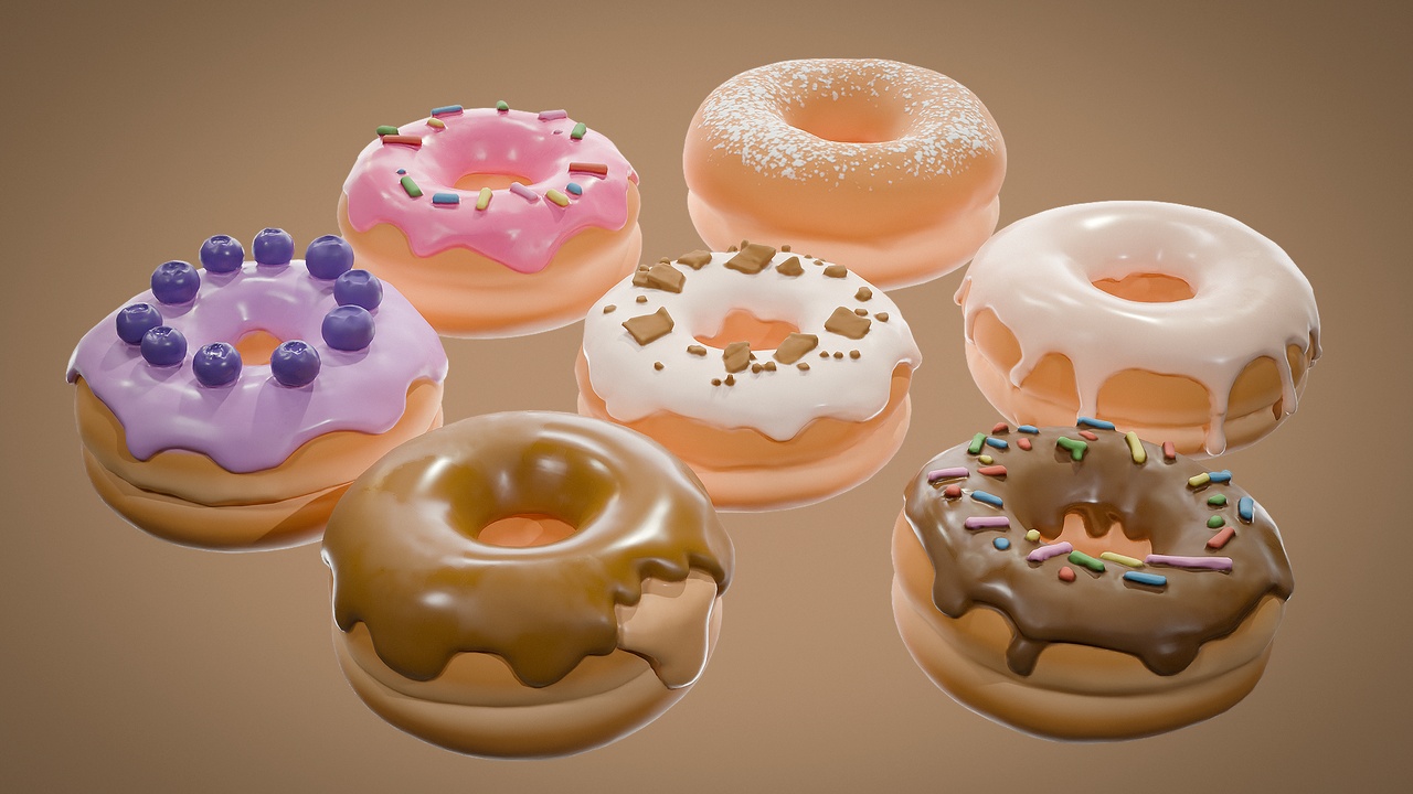 Media 1 for listing Stylized Doughnuts Pack | Food Props