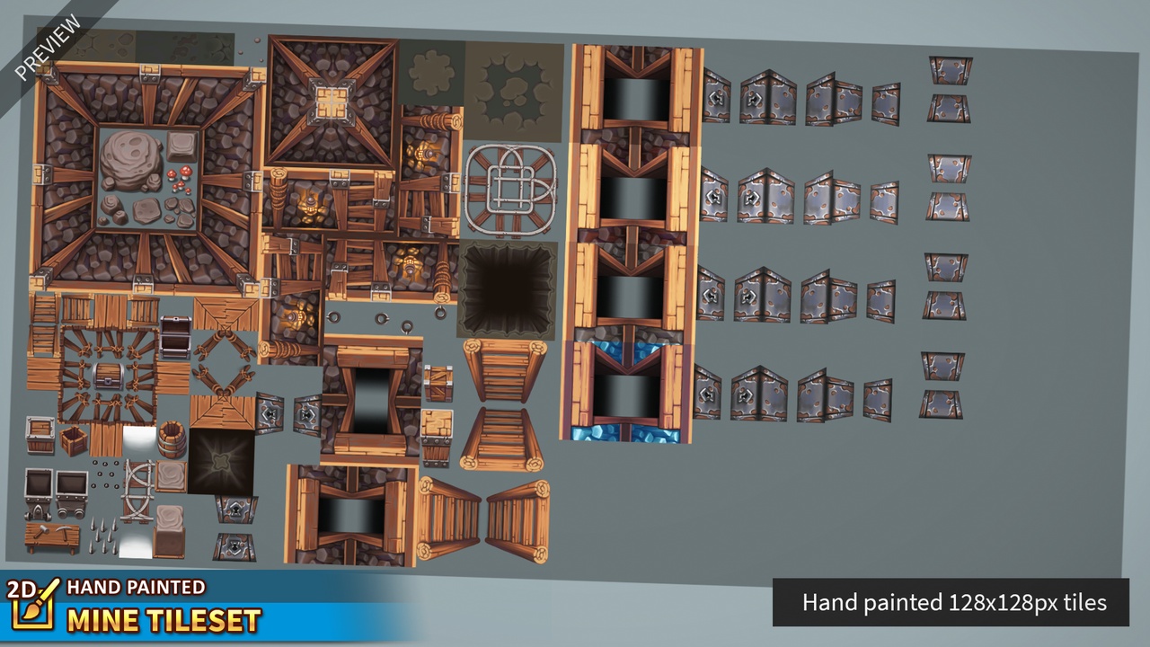 Media 1 for listing 2D Hand Painted - Mine Tileset