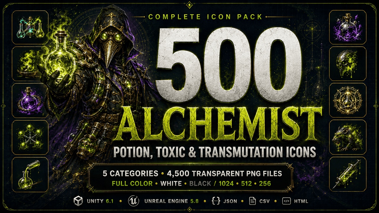 Media 1 for listing 500 Alchemist & Plague Doctor Potion, Toxic & Transmutation Icons