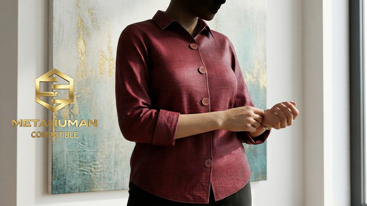 Media 1 for listing Tailored Button Front Collared Shirt in Deep Rose for Refined Smart Casual Styli