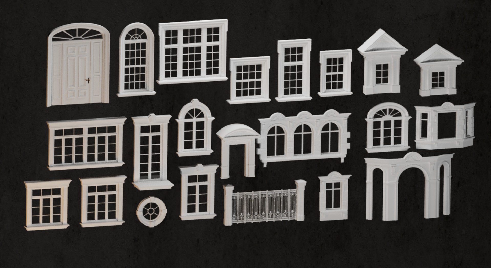 Media 1 for listing Architectural Windows & Doors Collection – Classic Modular Set (PBR / Game-Ready