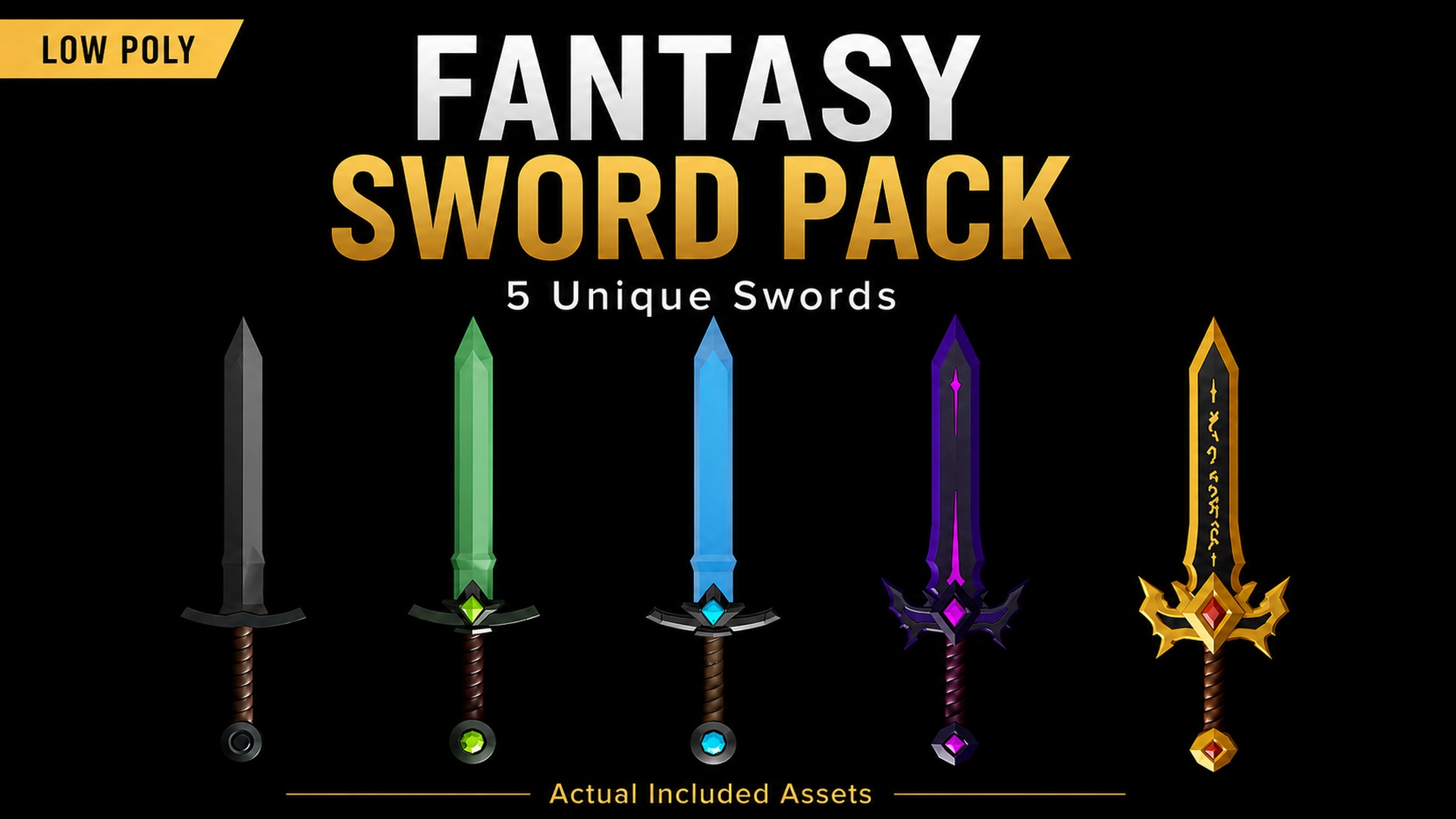 Low Poly Fantasy Sword Pack - 5 Game Ready Swords | Fab