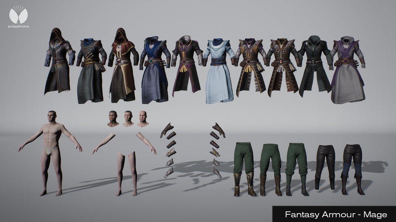商品 Fantasy Armour - Caster / Mage / Sorcerer / Wizard - Metahuman 的媒体 1