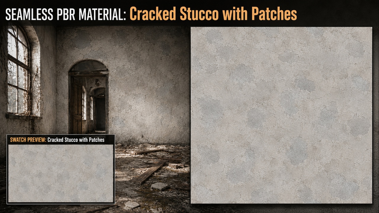 Media 1 for listing Damaged & Cracked Walls Ruined Plaster Materials - 10 Seamless 4K PBR Textures