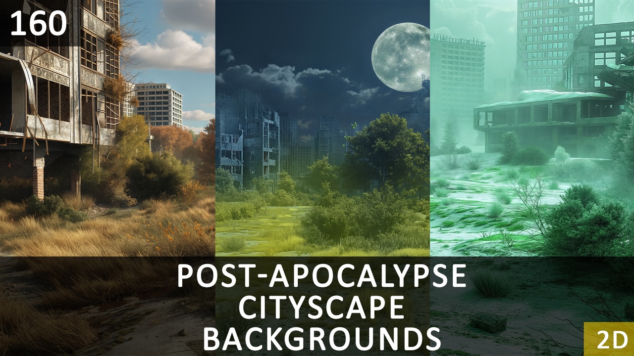 Media 1 for listing 160 Post-Apocalyptic Cityscape 2D Backgrounds