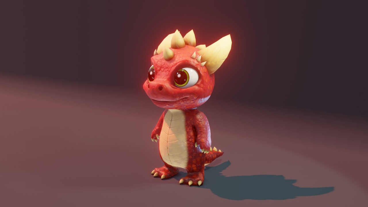 Media 1 for listing Cartoon Red Dinosaur 3D Model – Animated Character for Unity & Unreal Engine