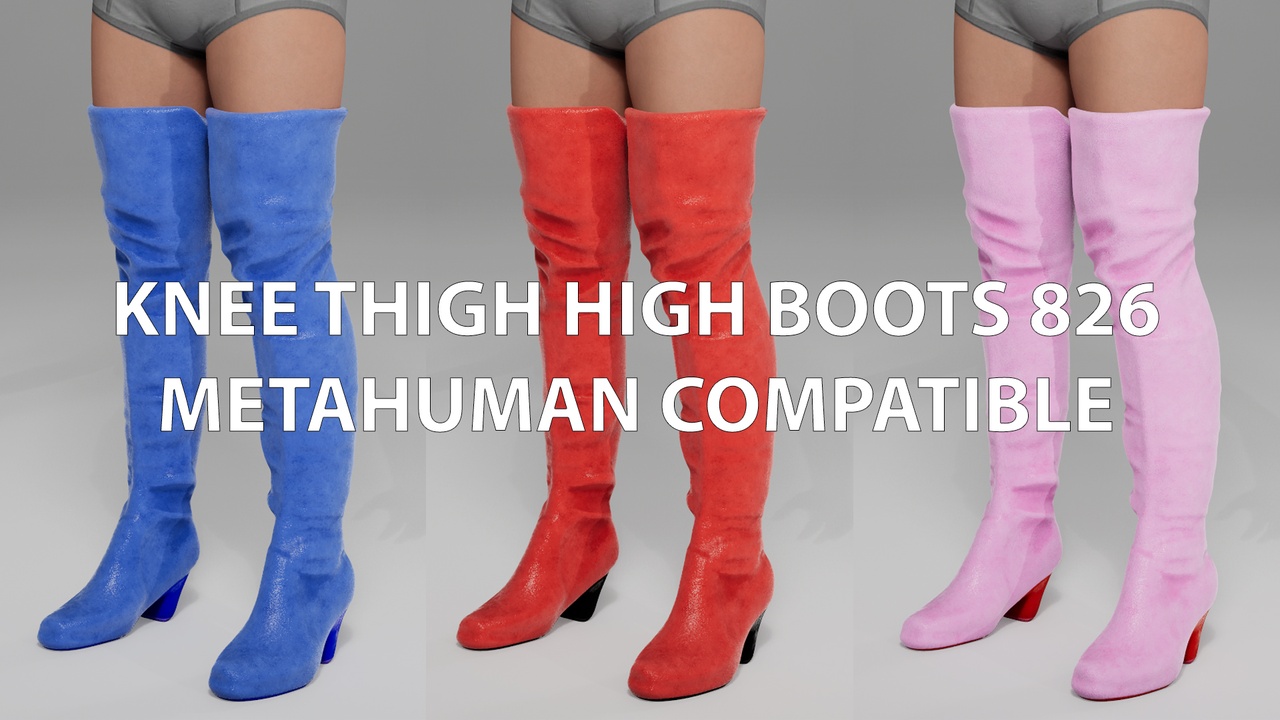 Media 1 for listing Knee Thigh High Boots 826 MetaHuman Compatible