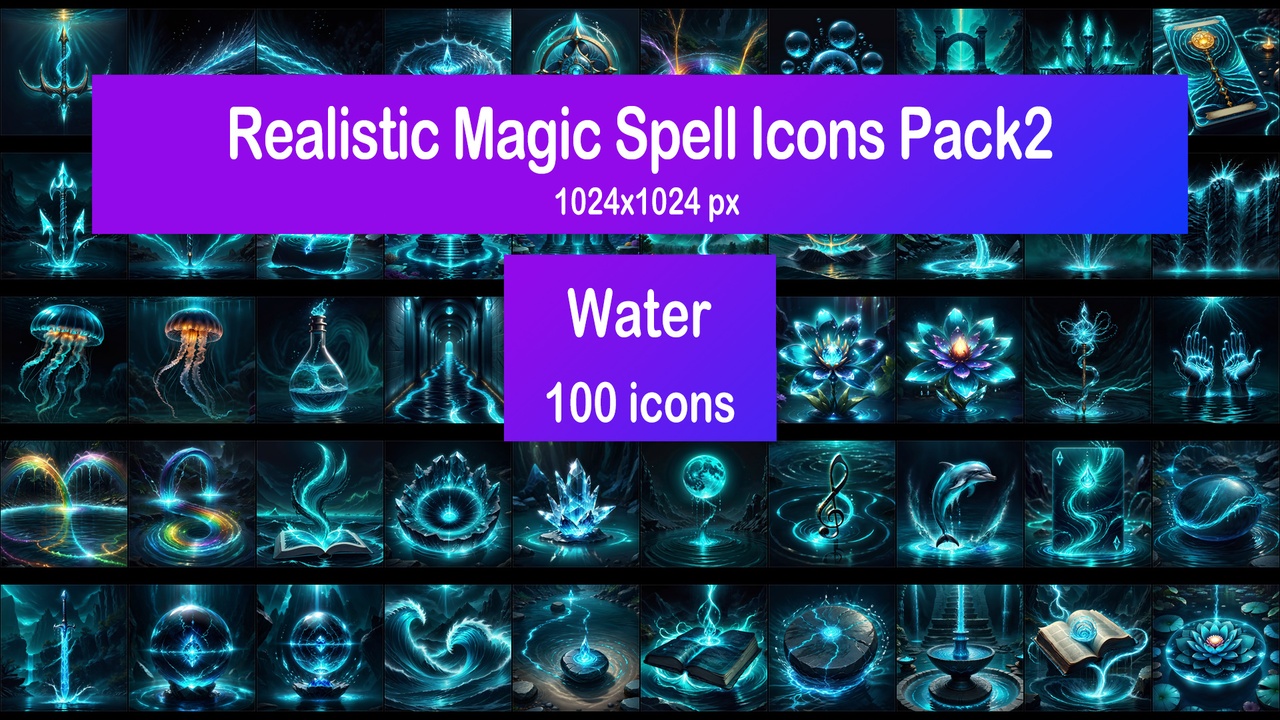 Media 1 for listing Realistic Magic Spell Icons Pack2 - Water