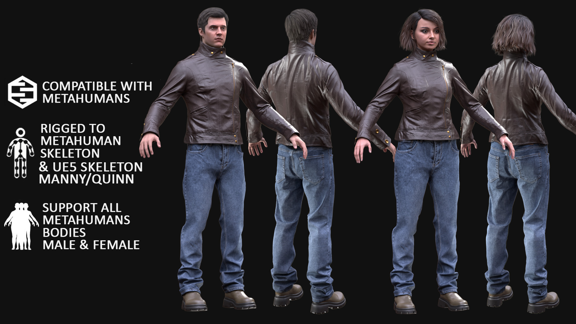 Casual Outfit for Metahuman 3D model 2 - MH & UE5 Skeletons - Rigged | Fab
