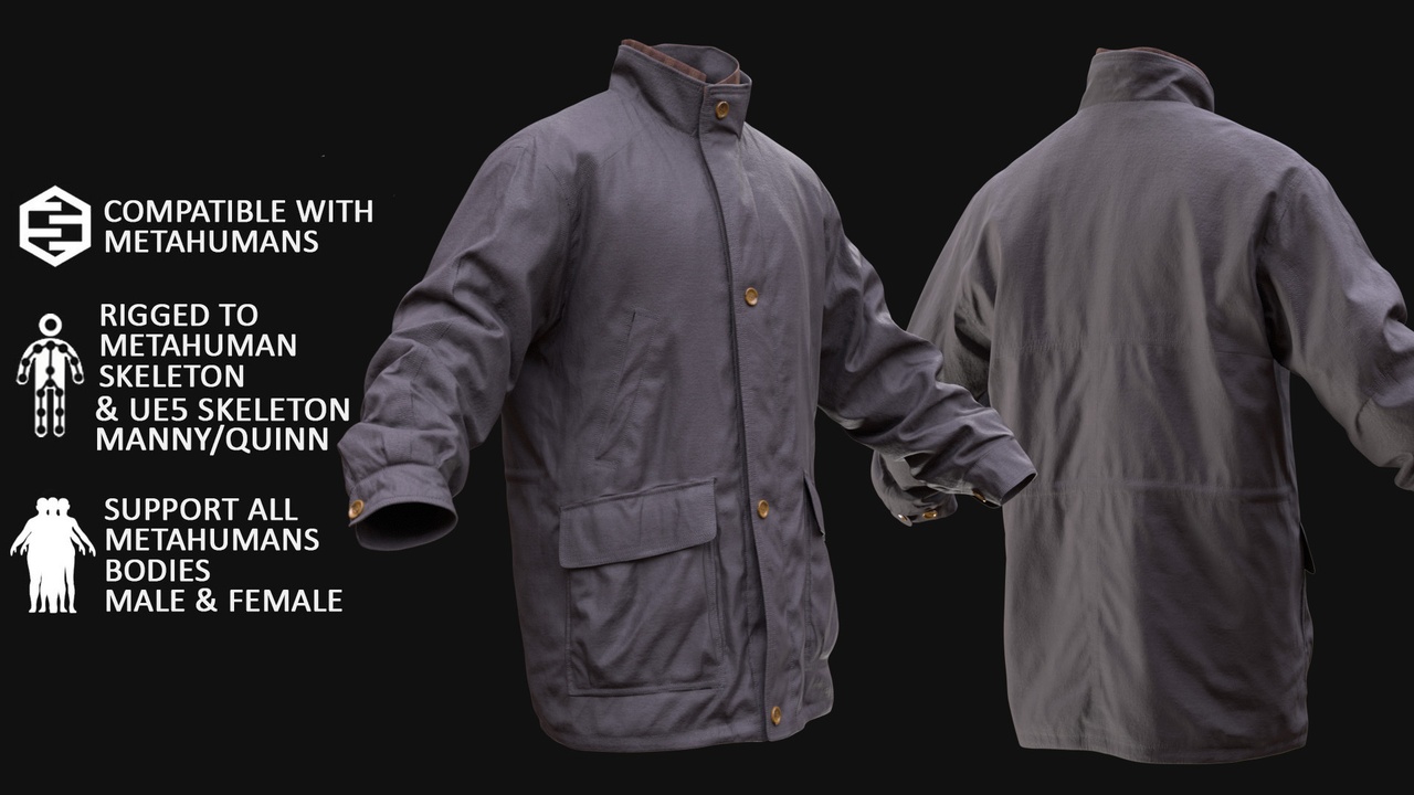 Jacket 62 - All MH Bodies & UE5 Skeletons - Rigged 제품 등록을 위한 미디어 1개