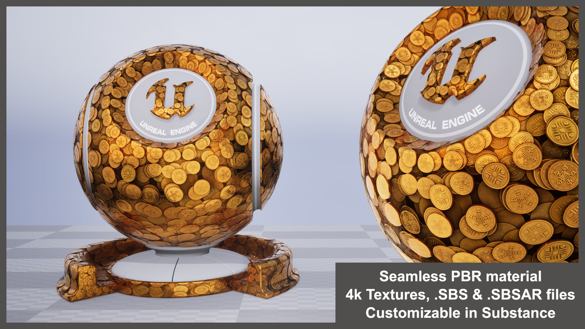 Coin Tileable Texture Gold Coins Material and Textures SBS & SBSAR | Fab