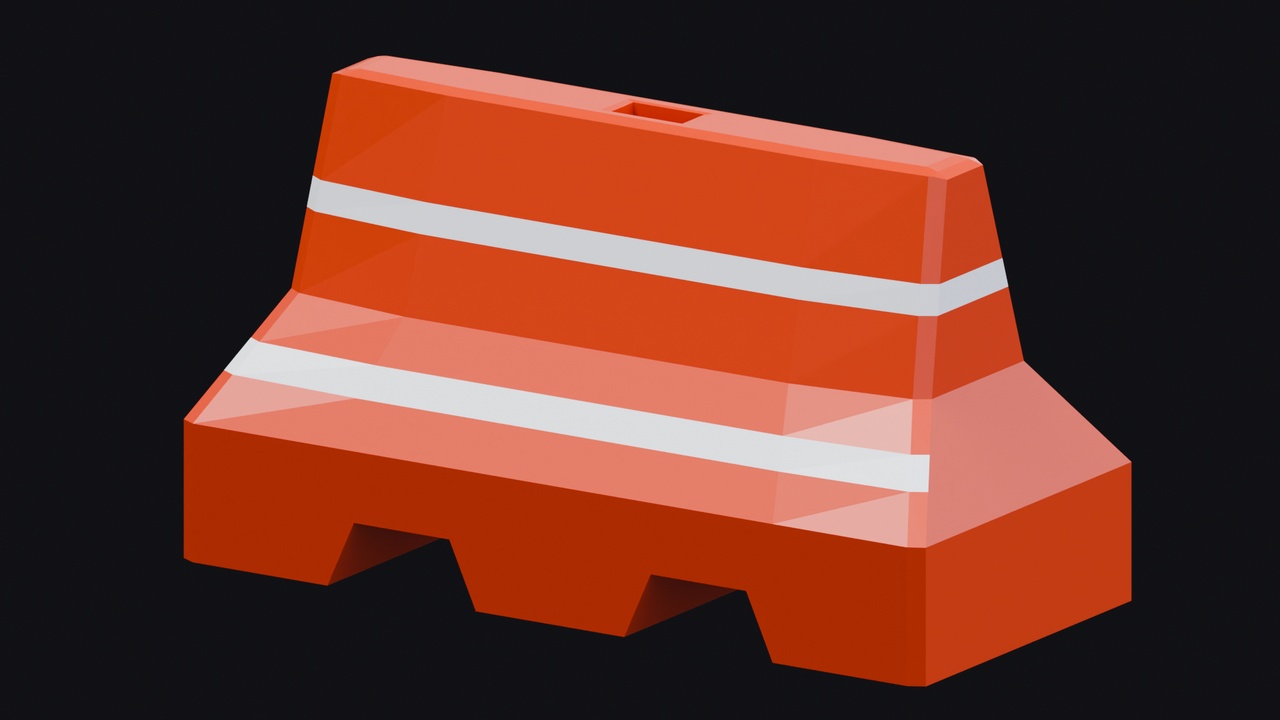 Media 1 for listing Low Poly Plastic Road Barrier – Stylized Traffic Blocker (Game Ready)