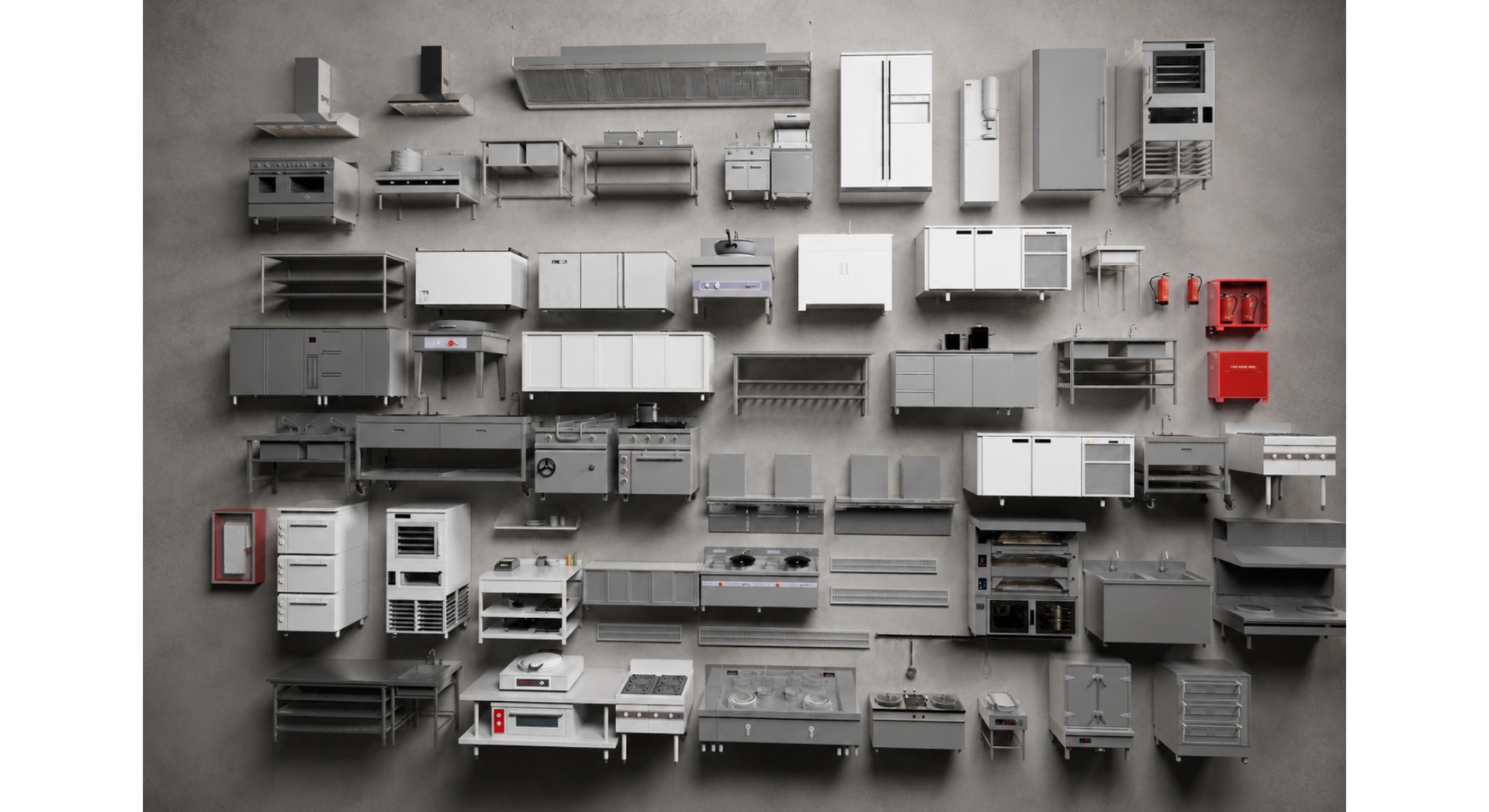 Media 1 for listing 50+ Stainless Steel Commercial Kitchen Equipment Pack - Corona Renderer