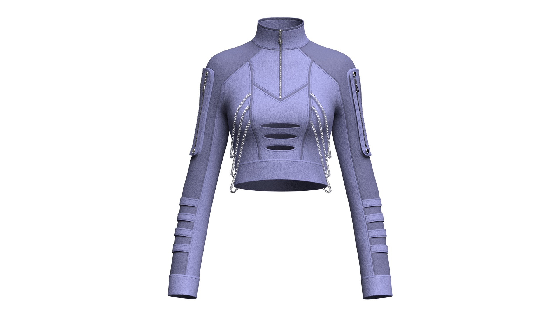 Media 1 for listing Girls Tactical Chained Half - Zip Crop Jacket | High Poly