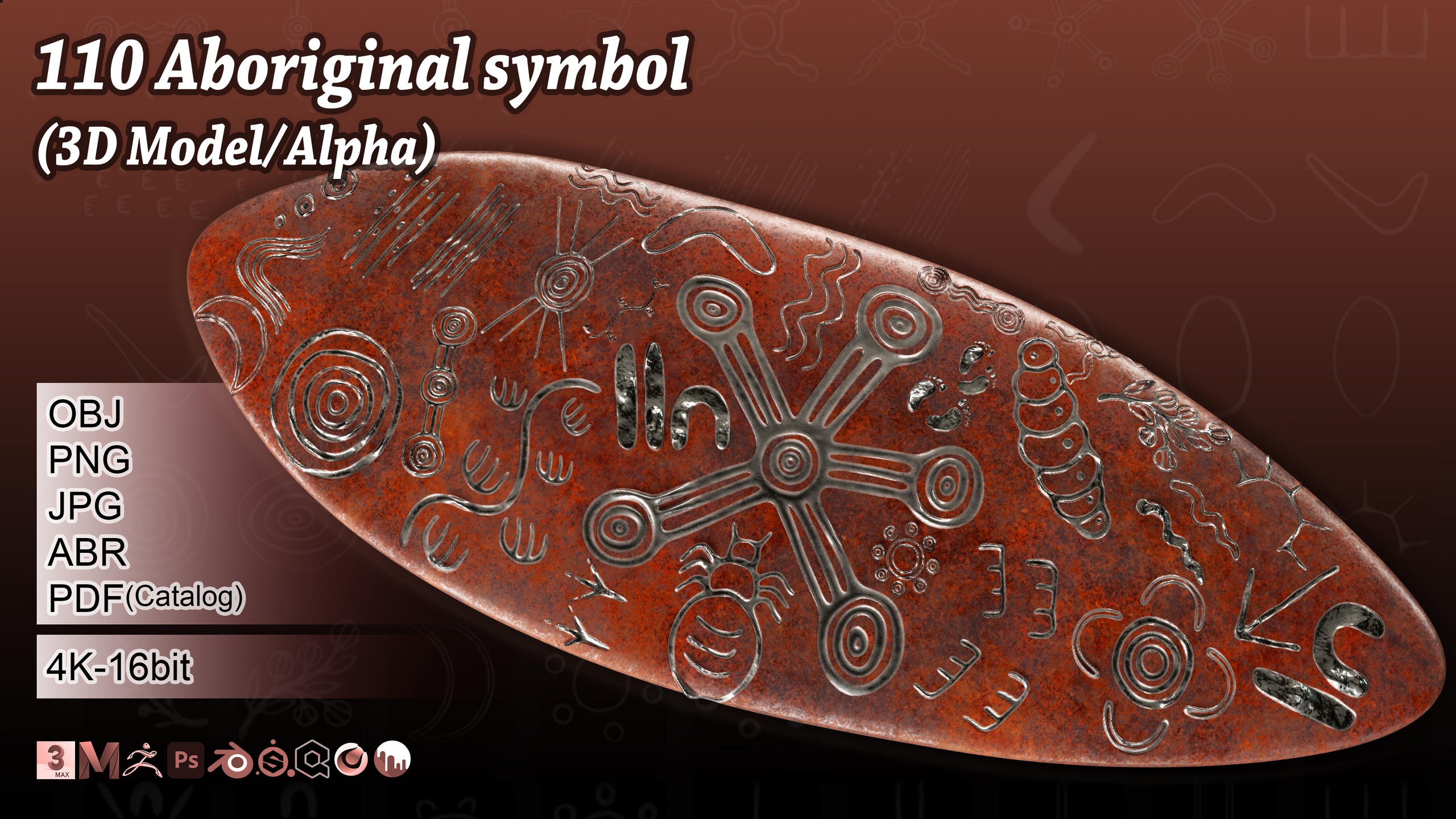 Media 1 for listing 110 Aboriginal symbol 3D Model & Alpha