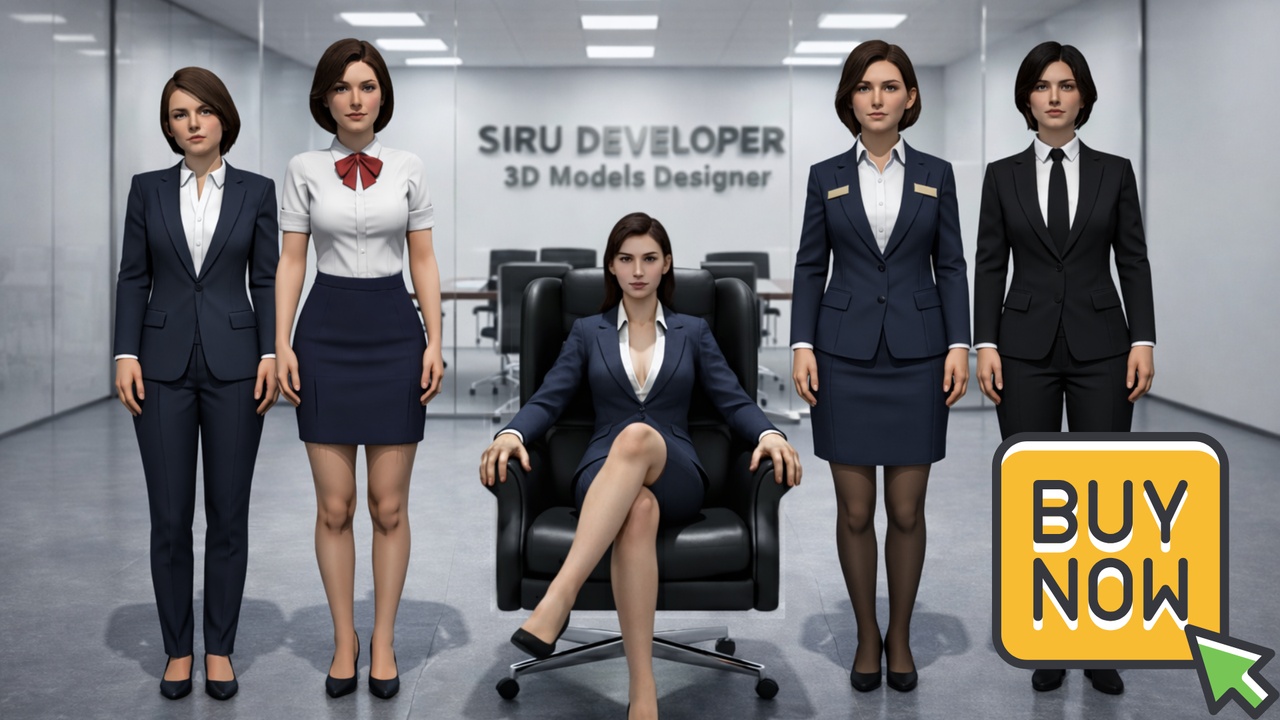 Media 1 for listing Female Office NPC Pack 5 Low Poly Characters Rigged Mixamo